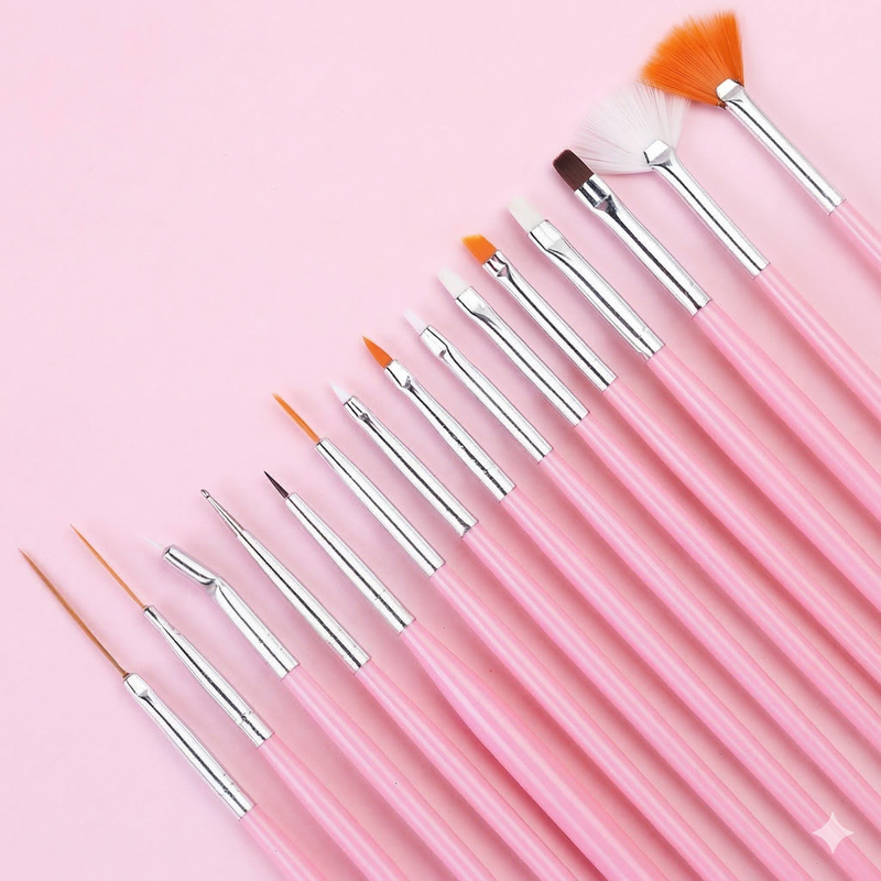 Kit 15 Pincéis Decoração Unhas Nail Art Pincel Profissional