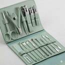 Kit Premium Manicure e Pedicure,16 Peças em Aço Inoxidável com Estojo