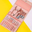 Kit Premium Manicure e Pedicure,16 Peças em Aço Inoxidável com Estojo