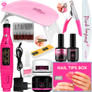 Kit Manicure Iniciante Completo Gel De Unhas Cabine Estufa Sun Mini + Lixadeira Eletrica de Unhas